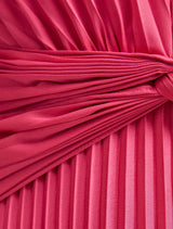 Natasha Pleated Satin Halter Maxi Dress