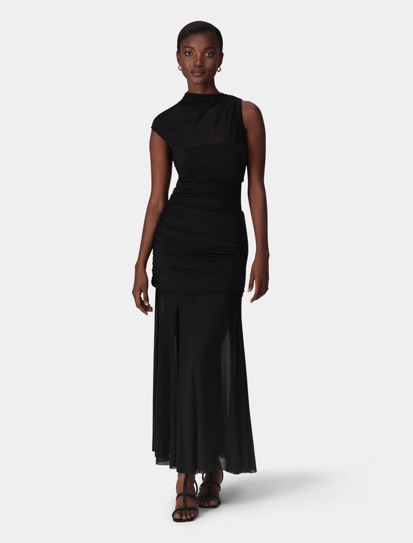 Lune Layered Mesh Maxi Dress Black Forever New