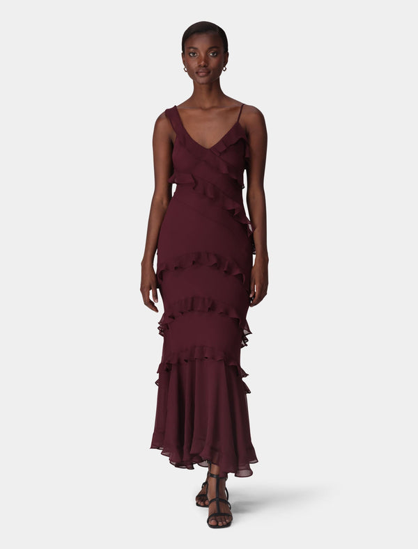 Isla Ruffle Asym Maxi Dress Imperial Port Forever New