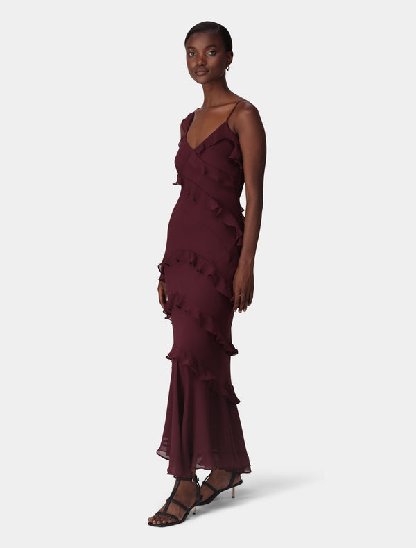 Isla Ruffle Asym Maxi Dress Forever New