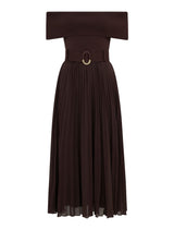 Capri Bardot Pleat Hem Midi Dress Forever New