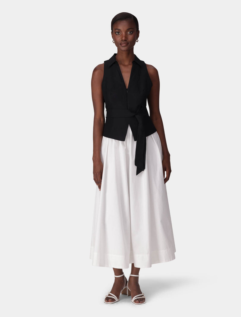 Liana 2 in 1 Collared Midi Dress Black White Forever New