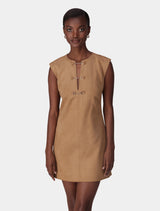 Clover Snaffle Detail Mini Dress Suede Brown Forever New