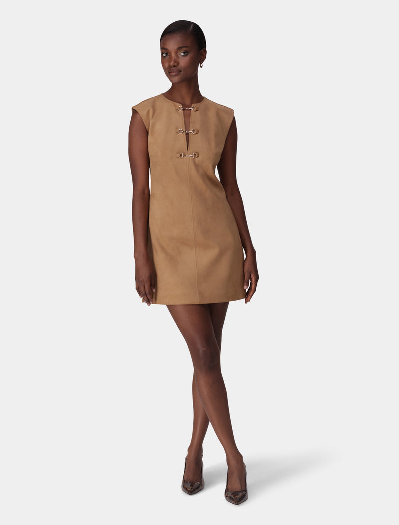 Clover Snaffle Detail Mini Dress Suede Forever New