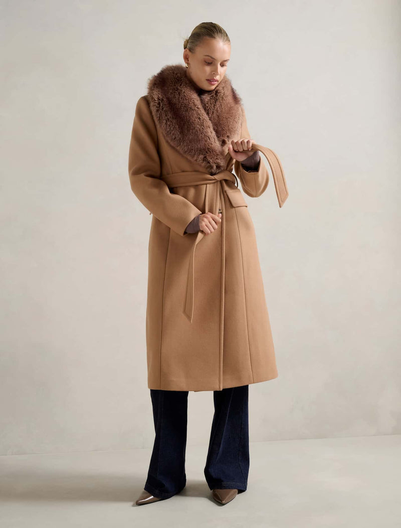 Chelsea Double Breasted Fur Collar Coat Forever New