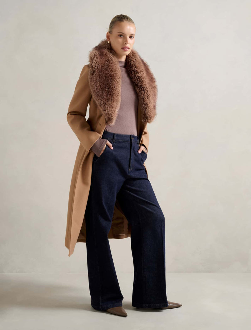 Chelsea Double Breasted Fur Collar Coat Forever New