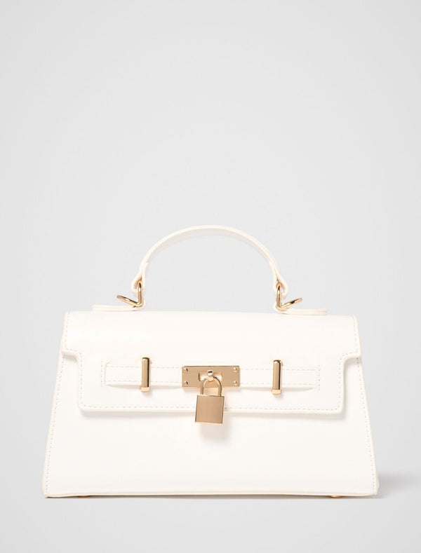 Liana Lock Detail Top Handle Bag 0 White Forever New