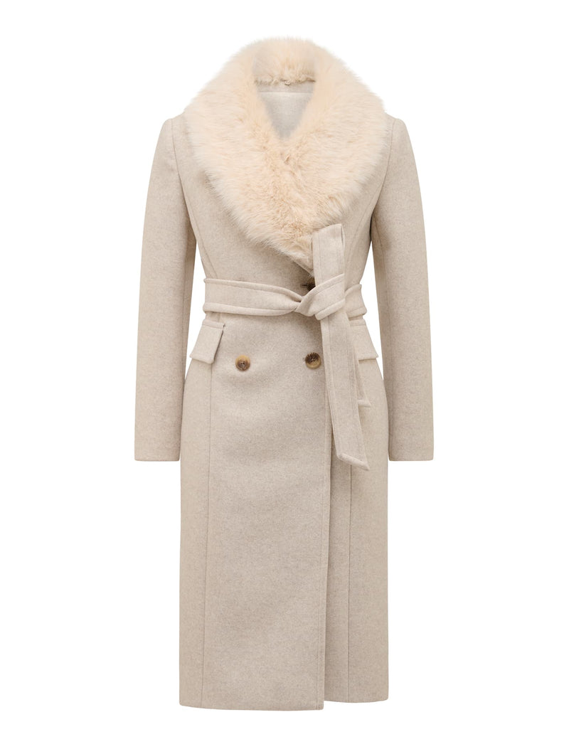 Chelsea Petite Double Breasted Fur Collar Coat Forever New