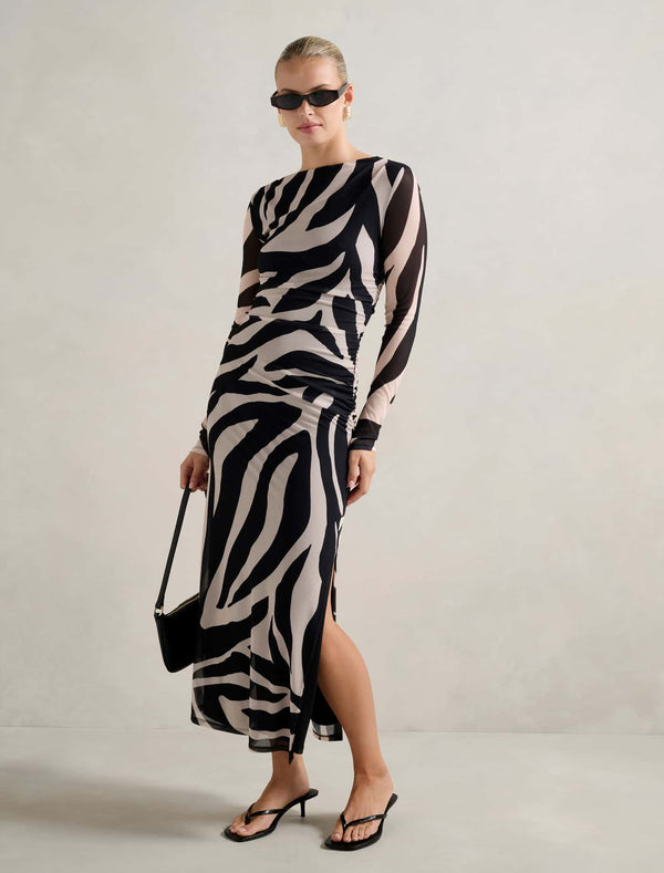 Alannah Mesh Long Sleeve Midi Dress Forever New