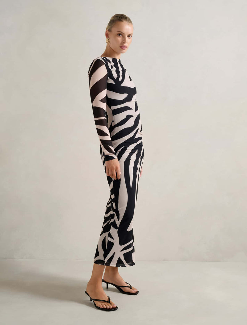 Alannah Mesh Long Sleeve Midi Dress Forever New