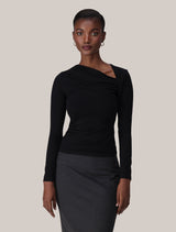 Roma Asym Neck Top Black Forever New