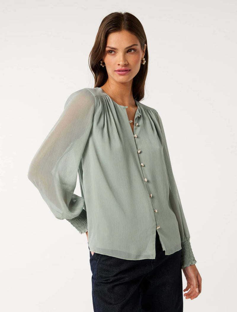 Piper Gathered Yoke Blouse Forever New