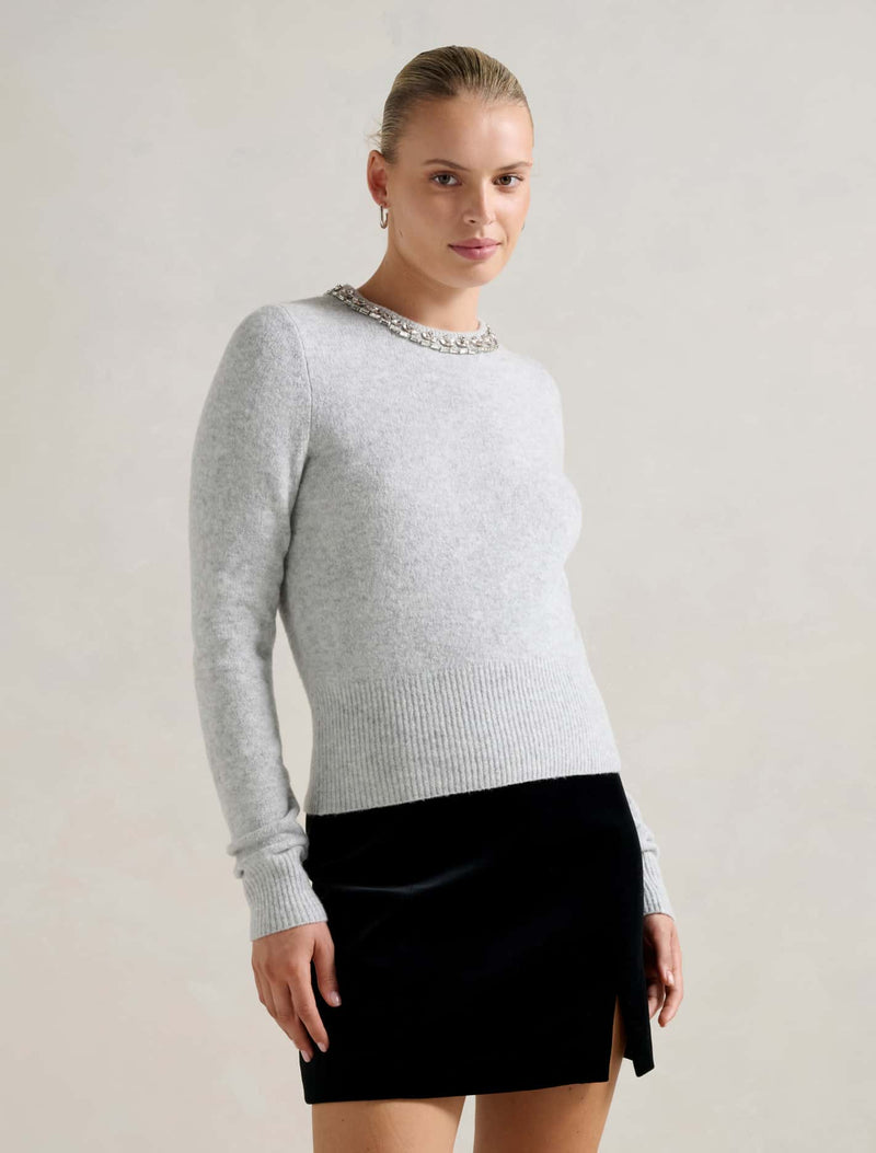 Chrystal Embellished Neck Sweater Forever New