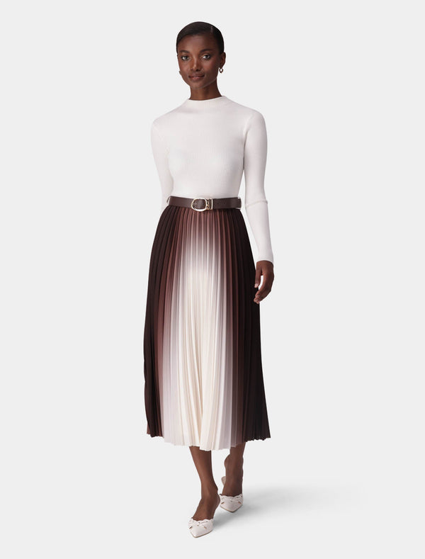 Riley Placement Ombre Pleat Midi Dress Forever New