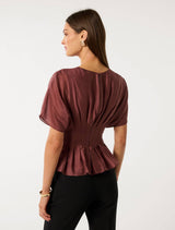 Olive Pleated Top Forever New