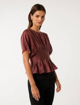 Olive Pleated Top Forever New