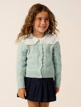 Dorothea Girls Cable Cardigan Sea Mist Marle Forever New