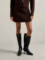 Mariella Petite Knitted A Line Skirt Chocolate Forever New