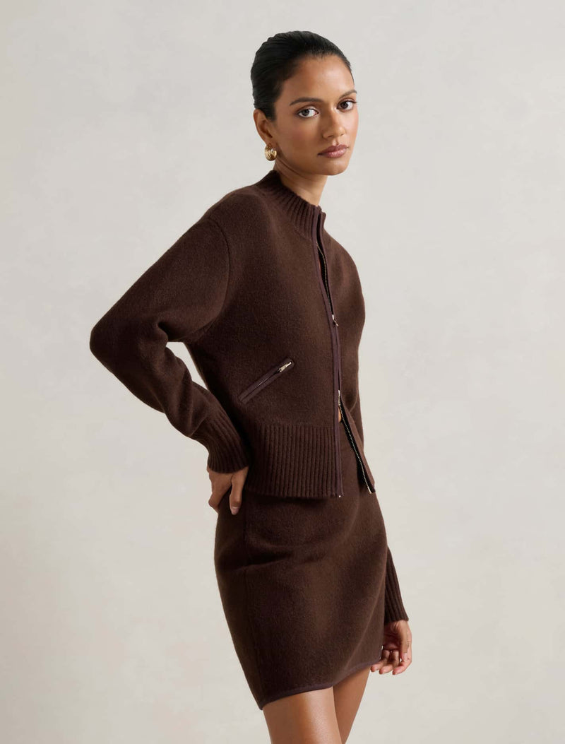 Mariella Petite Knitted Bomber Jacket Forever New