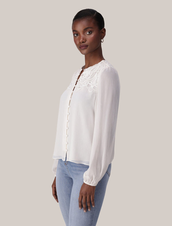 Zoe Lace Yoke Blouse Forever New