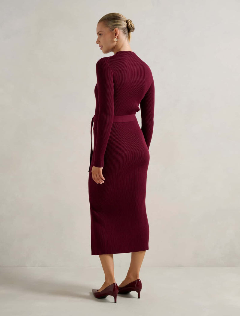 Kiara Button Detail Midi Dress Mulled Wine | Forever New Kiara Button Detail Midi Dress Mulled Wine | Forever New