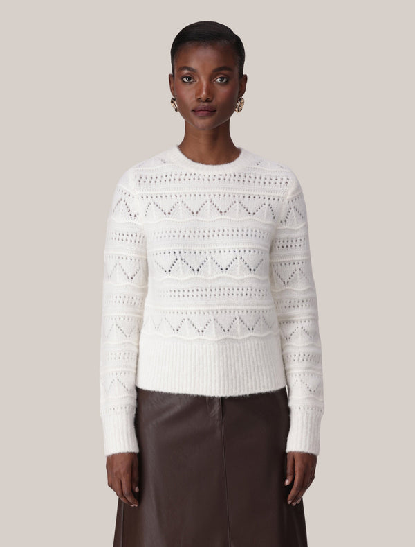 Ellie Pretty Stitch Sweater Cream Forever New