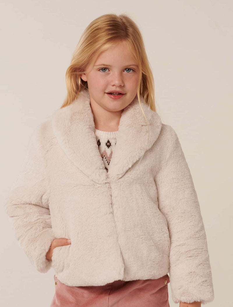 Ravenna Girls Fur Jacket Biscotti Marle Forever New