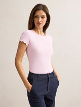 Rebecca Scallop Trim T-shirt Forever New