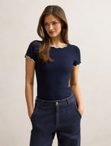 Rebecca Scallop Trim T-shirt Forever New