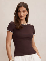 Rebecca Scallop Trim T-shirt Forever New