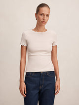 Rebecca Scallop Trim T-Shirt Forever New