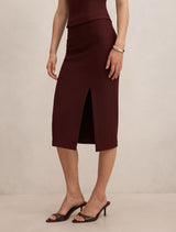 Lacey Crepe Split Midi Skirt Forever New