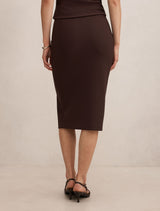 Lacey Crepe Split Midi Skirt Forever New