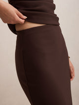 Lacey Crepe Split Midi Skirt Forever New