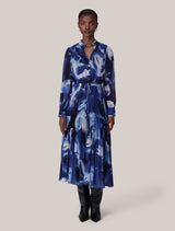Annabel Button Through Midi Dress Blue Odella Floral Forever New