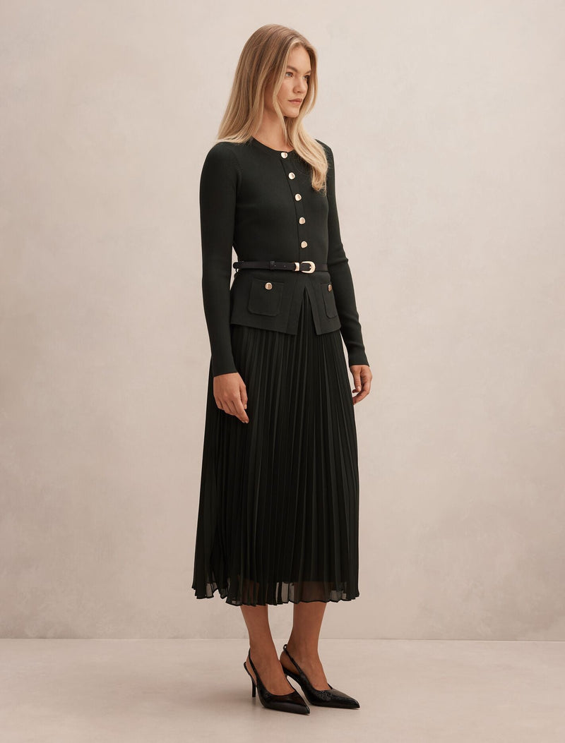 long sleeve dress forever new Daphne Long Sleeve Midi Dress Deep Green