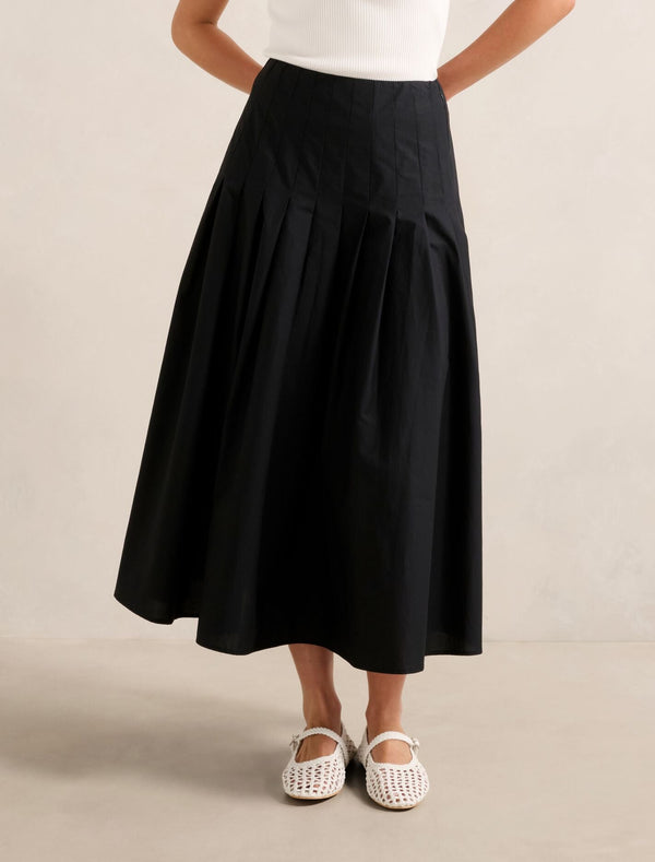 Sasha Pleated Maxi Skirt Black Forever New