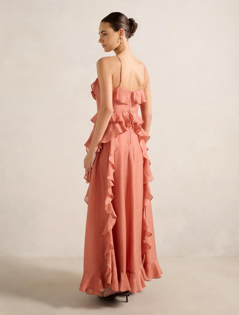 Celestia Flower Ruffle Midi Dress