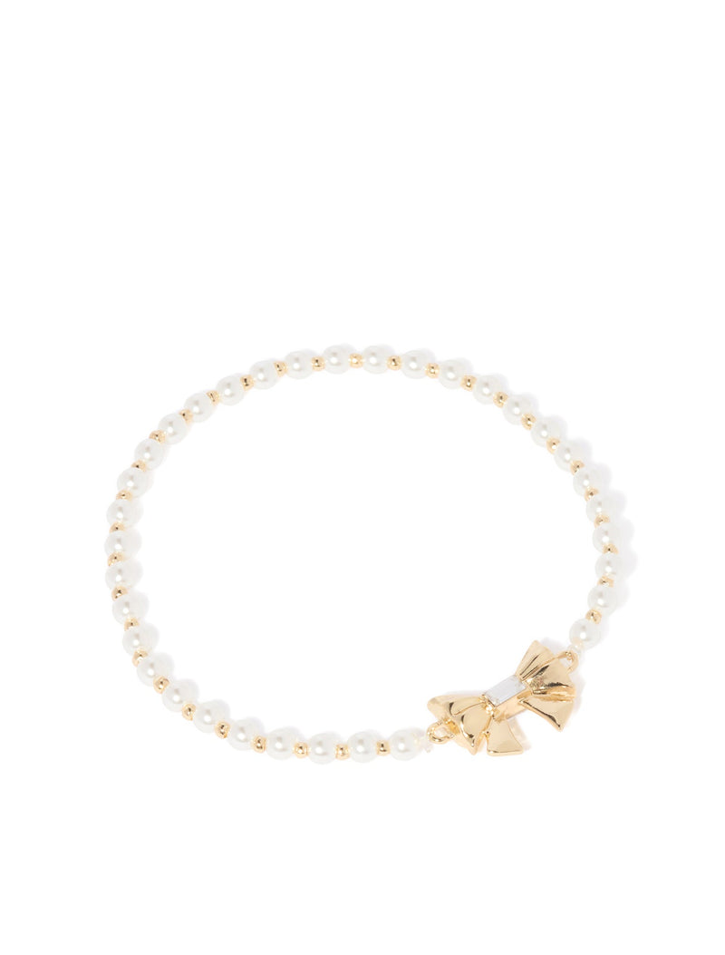 Belinda Bow Bracelet 0 Gold Pearl Forever New