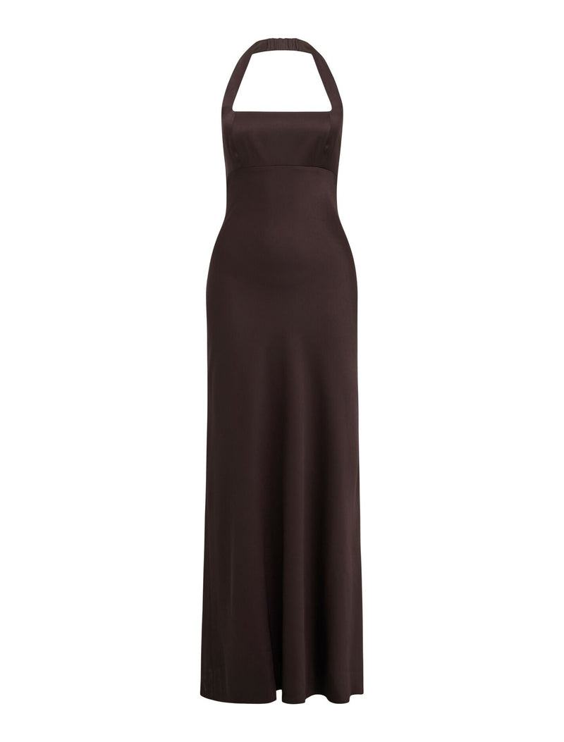 April Open Back Satin Maxi Dress Forever New