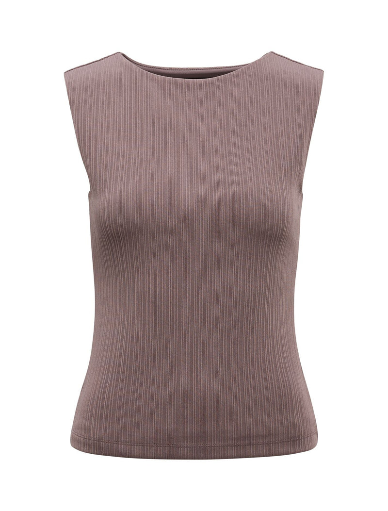 Frankie Boat Neck Tank Top Plum Truffle | Forever New