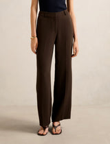 Dahlia Straight Leg Pants Chocolate Mousse Forever New