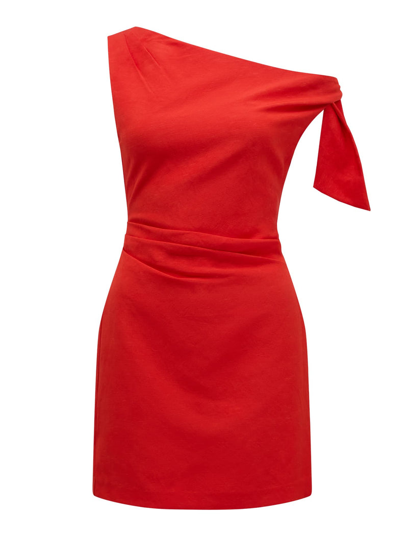 Cinzia Tipped Shoulder Linen Mini Dress