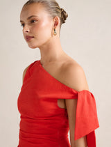 Cinzia Tipped Shoulder Linen Mini Dress