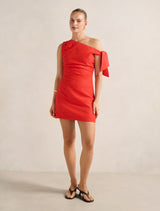 Cinzia Tipped Shoulder Linen Mini Dress