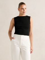 Frankie Boat Neck Tank Top Black Forever New