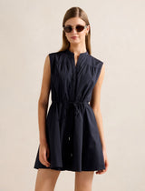 Alyssa Drawcord Smock Mini Dress Navy Forever New