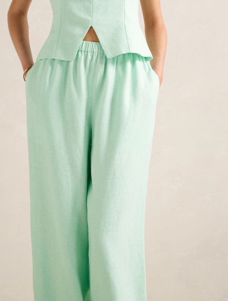 Ally Linen Elastic Wide Leg Pants Forever New