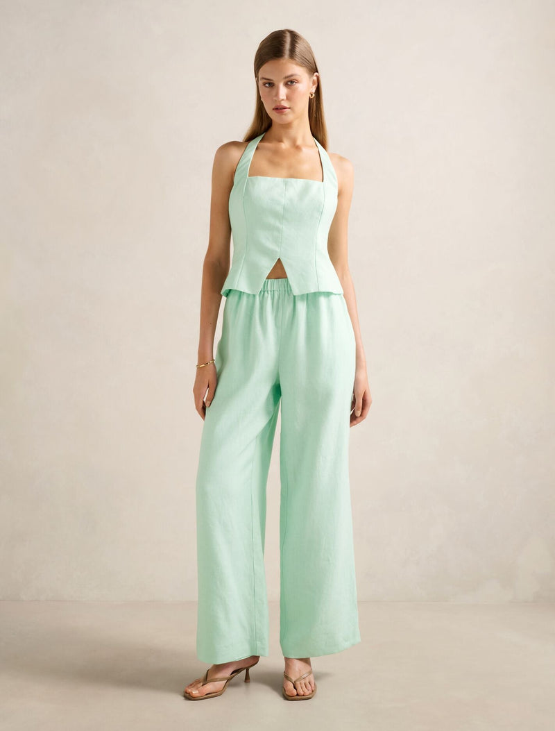 Ally Linen Elastic Wide Leg Pants Forever New