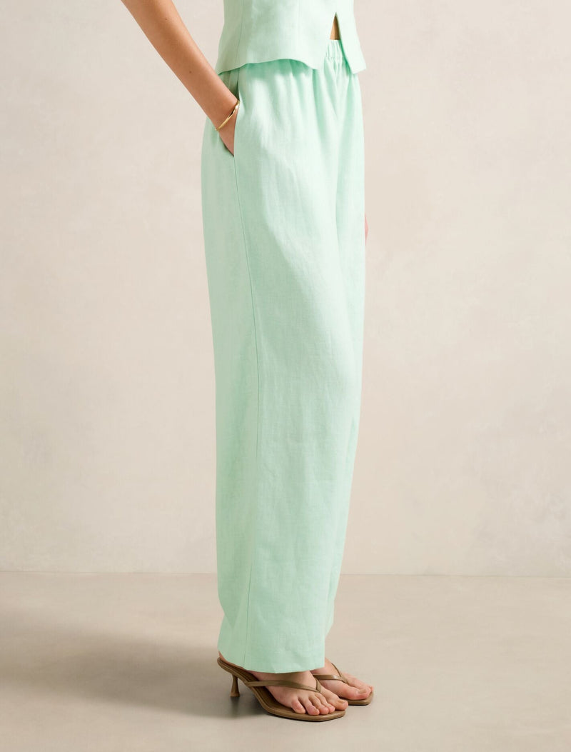 Ally Linen Elastic Wide Leg Pants Forever New